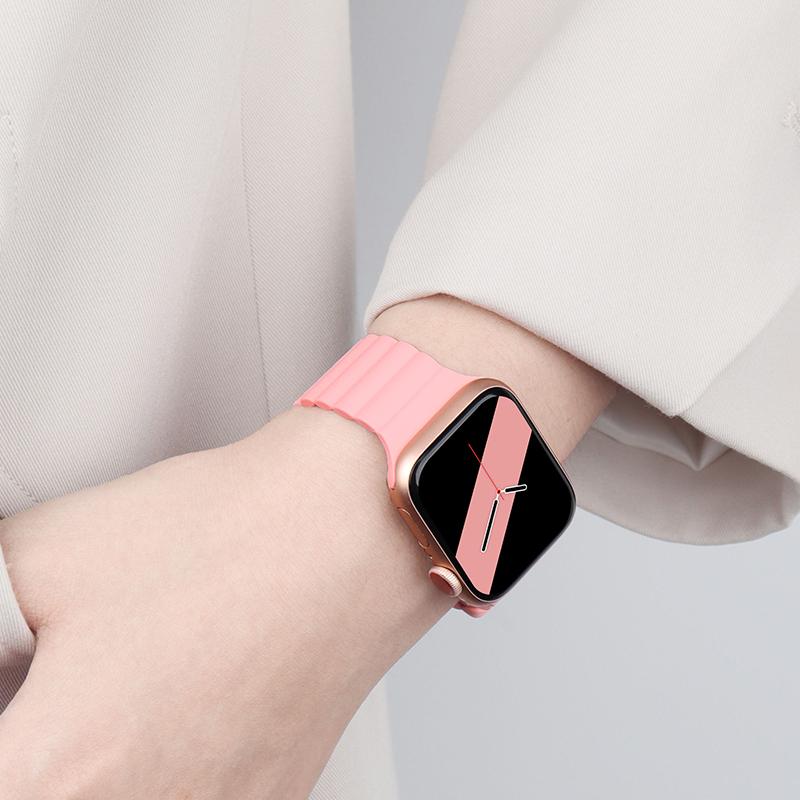 Простой силиконовый ремешок для часов Apple Watch Ultra 9 8 7 49 мм 45 мм 41 мм Силиконовый ремешок с магнитной застежкой для часов iWatch 6 5 4 SE 44 мм 40 мм 42 мм