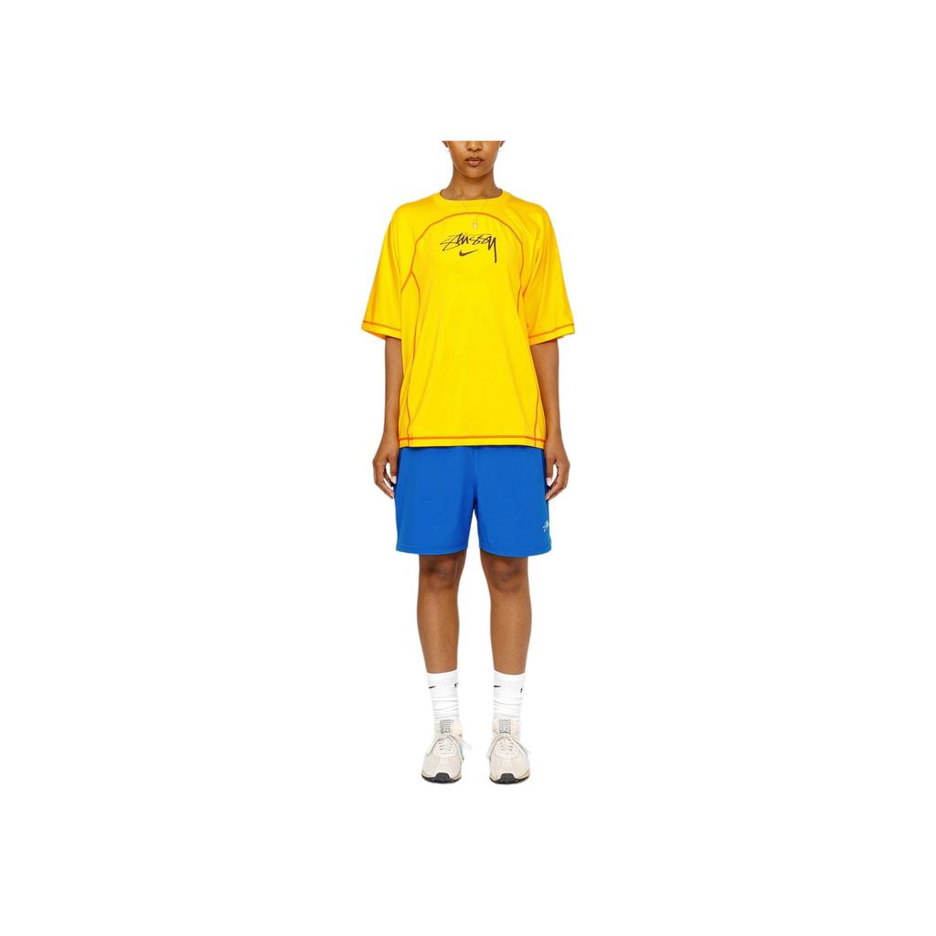 Nike X Stussy Co-Branded Logo Print Эластичный пояс средней посадки Повседневные шорты унисекс Плавки синего цвета FZ5761-405