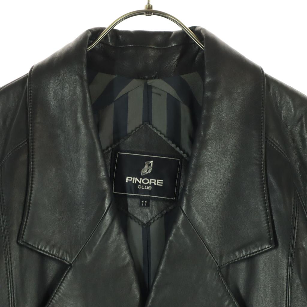 PINORECLUB Long sleeve Long double-breasted leather jacket 11 black Men's Used