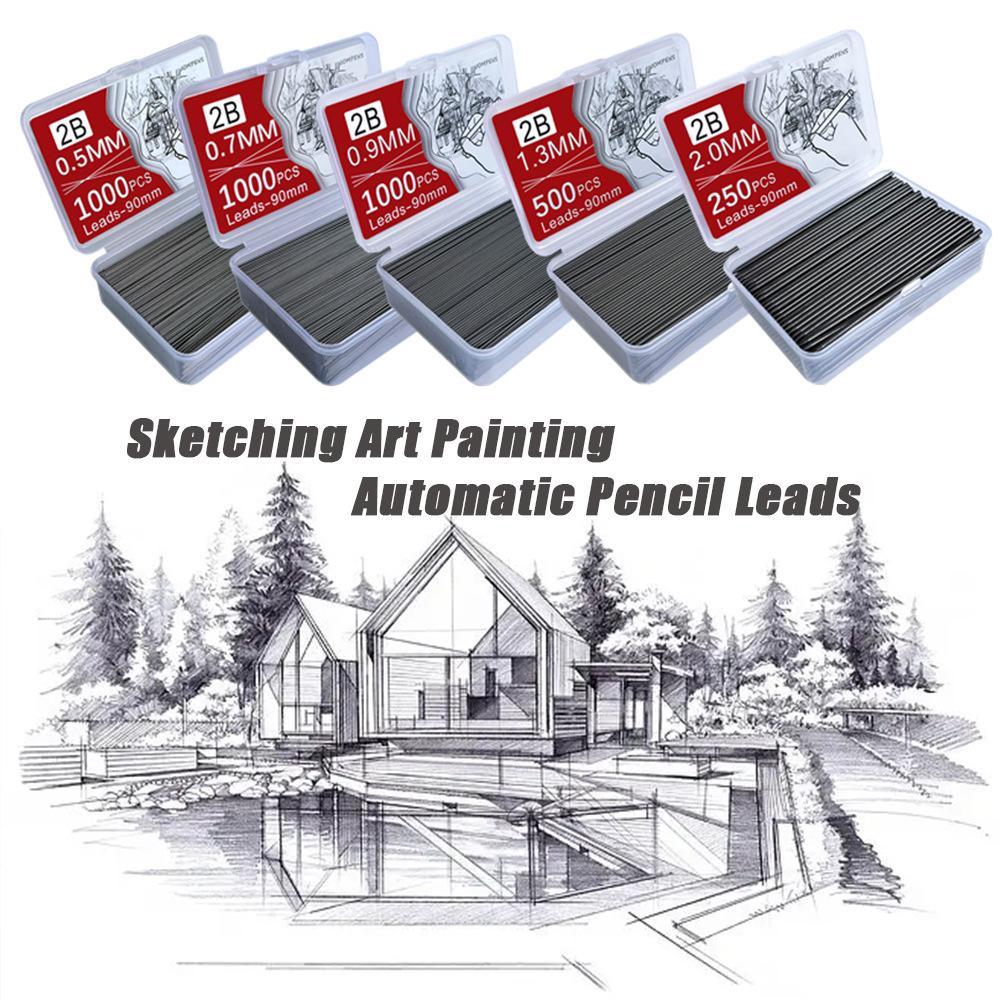 1000/250 шт. Свинцовые стержни, 0,5/0,7/0,9/1,3/2,0 мм HB, устойчивые к разрушению механические стержни для карандашей, офисные школьные принадлежности