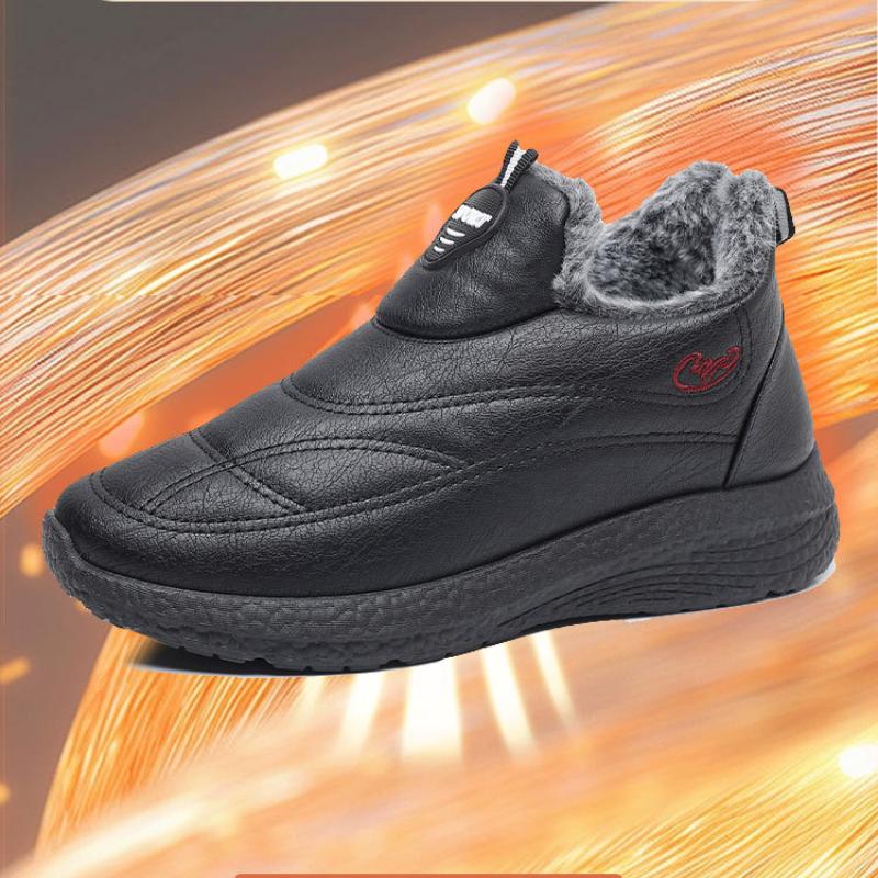 Зимние хлопковые ботинки с мягкой подошвой, нескользящие, утолщенные, теплые, кожаные, водонепроницаемые, мужские и женские, из хлопка