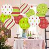 Yousheng Red And Green Paper Lantern 12 Inches Christmas Hanging Round Lantern for Indoor Outdoor Holiday Ceiling Decor