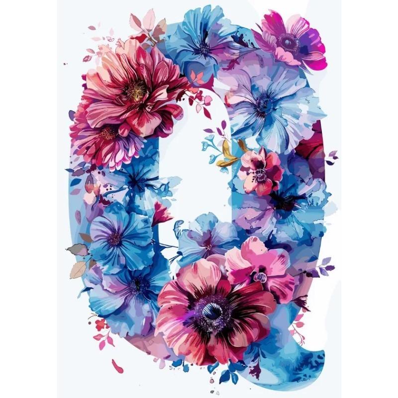 Flower Alphabet Wall Art Wreath Letters Canvas Painting Fashion Modern Aesthetic Poster Wall Pictures Home Decor For Living Room