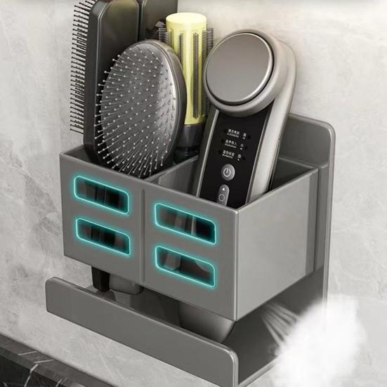 Полка для хранения в ванной комнате, настенная, без перфоратора, водонепроницаемый дренаж, большая несущая способность, расческа для зубных щеток, косметический фен, стойка-органайзер