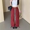 Trendy European & American Oversized Wine Red Cargo Pants - High-End Loose Wide-Leg Design