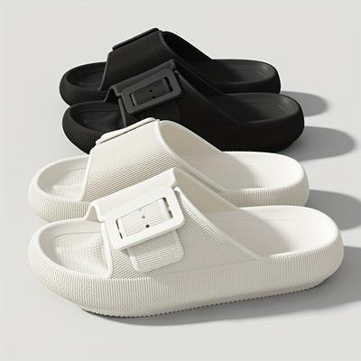 Женские стильные белые шлепанцы из ЭВА - Дышащий дизайн с открытым носком, Удобная плоская подошва для ношения в помещении и на улице, Идеально подходят для пляжа или повседневной носки