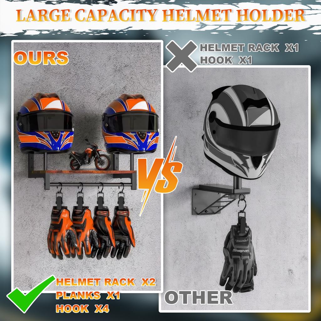 Wooden Motorcycle Helmet Holder with 5 Hooks Helmet Storage Hanger Wear Resist Gear Storage Rack for Motorcycle Accesories