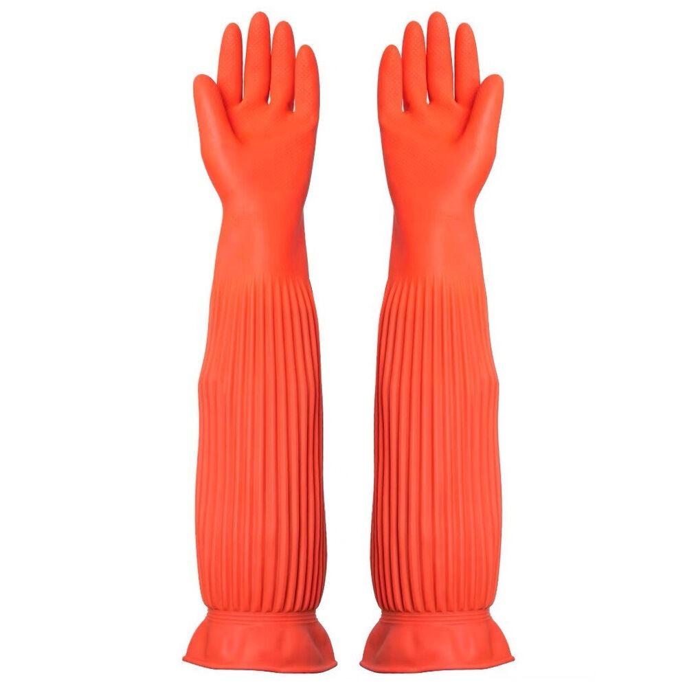 1Pair Unisex Kitchen Waterproof Household Gloves Long Sleeve Work Gloves Anti-Backflow
