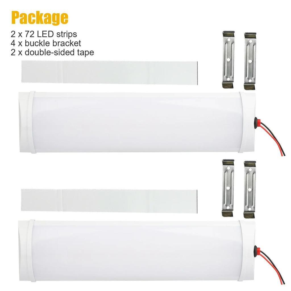 2 шт., 72 светодиодных внутренних световых полоски 12–80 В 1200 лм — универсальная полоса для грузовиков, автобусов, автодомов с выключателем (10 Вт сверхъяркий)
