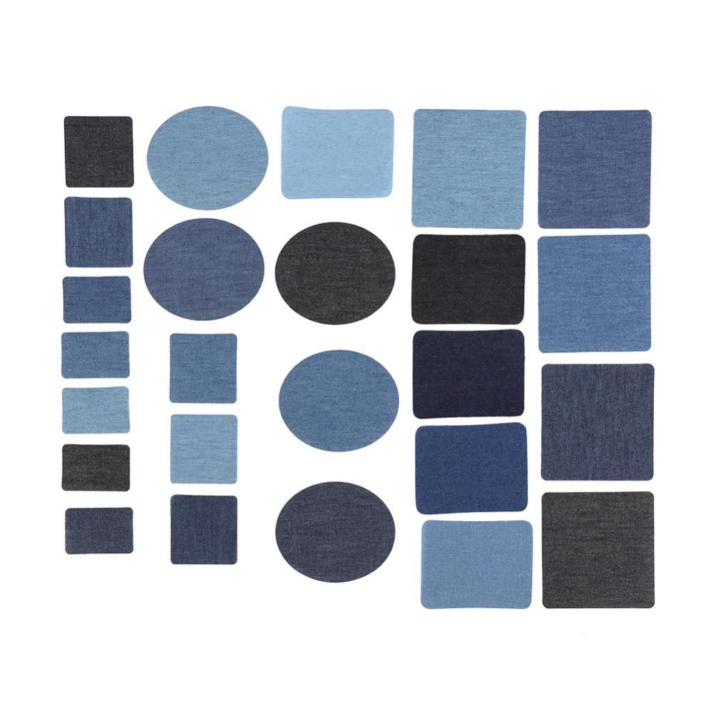 25PCS Blue Denim Patches No Sew Sewing Patches Decoration Set Cloth Patches  Home Use