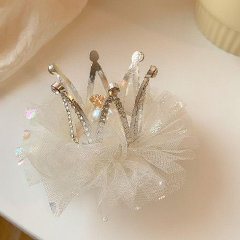 Lovely Sweet Zinc Zinc Alloy Rhinestone Gauze Tiara Crown Hair Clip Headwear Hair Accessory Girl Hairpin