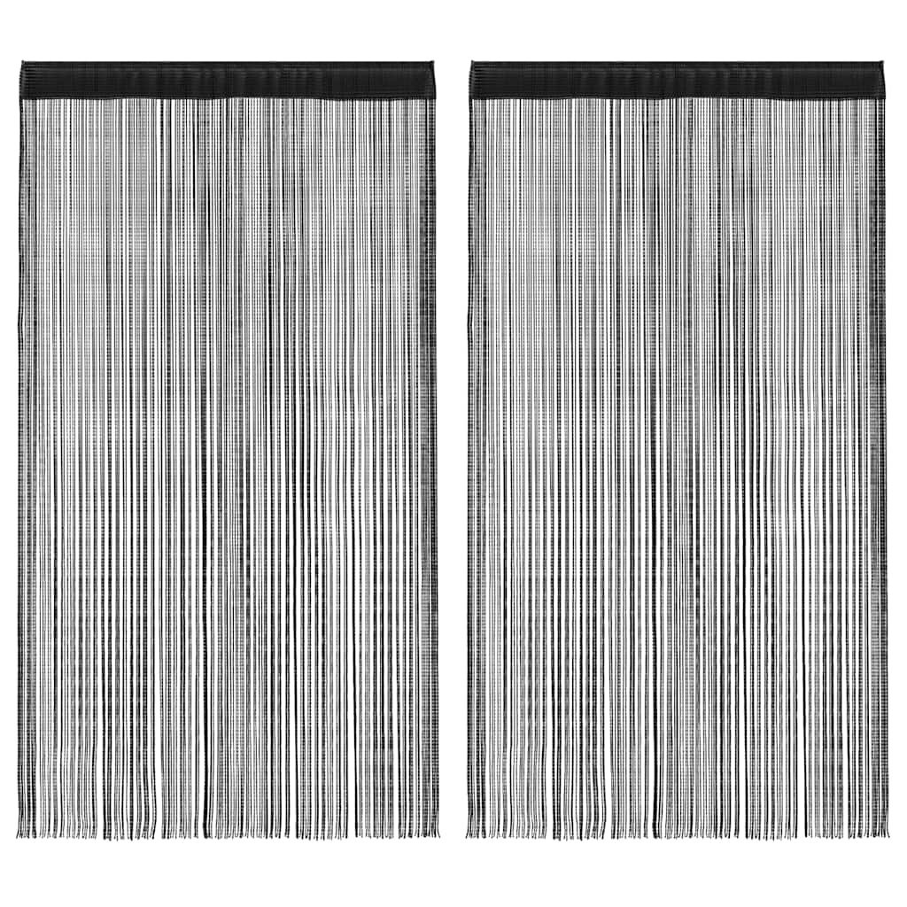 Vidaxl Zasłony Sznurkowe, 2 Sztuki, 100 X 250 Cm, Czarne