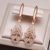 Trend Crystal Flower Drop Earrings for Women Zircon Gold Color Ethnic Bridal Earrings Vintage Fashion Jewelry