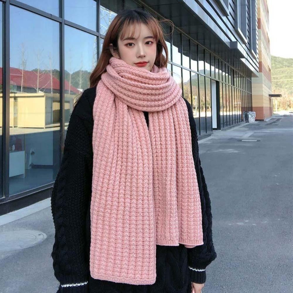 Acrylic Fibers Knitting Wool Scarf Polyester Winter Warmer Scarf Long Thickened Neckscarf Outdoor