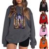 Женский повседневный свитер с круглым вырезом и длинными рукавами, топ с принтом на Хэллоуин, толстовка с длинными рукавами