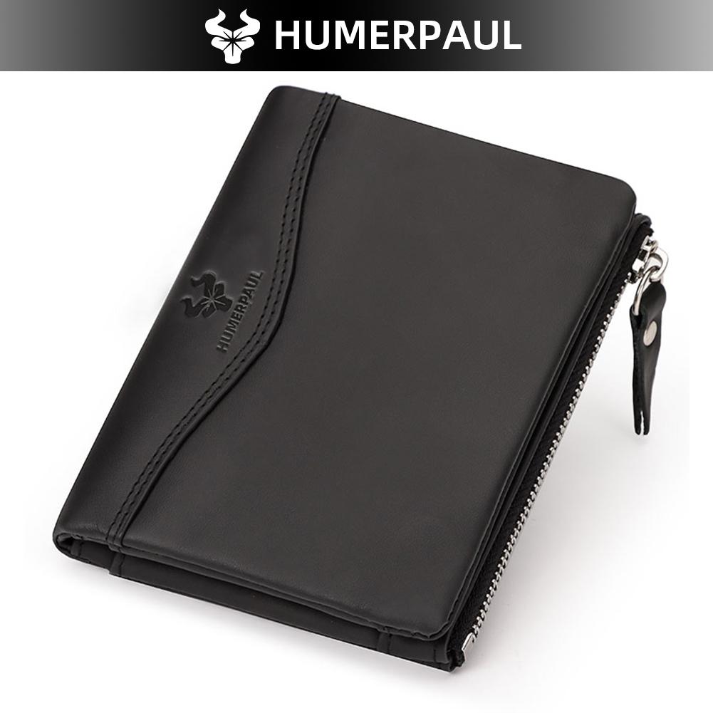 Humerpaul Новый RFID мужской кошелек, защита от кражи, сканирование, мужской кожаный короткий кошелек на молнии, чехол для монет, повседневная сумка для денег