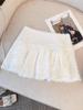Женская белая мини-юбка, милая, в стиле балета, верхняя одежда, высокая талия, кружевная, А-силуэт, короткая юбка, одежда 2010 года, лето