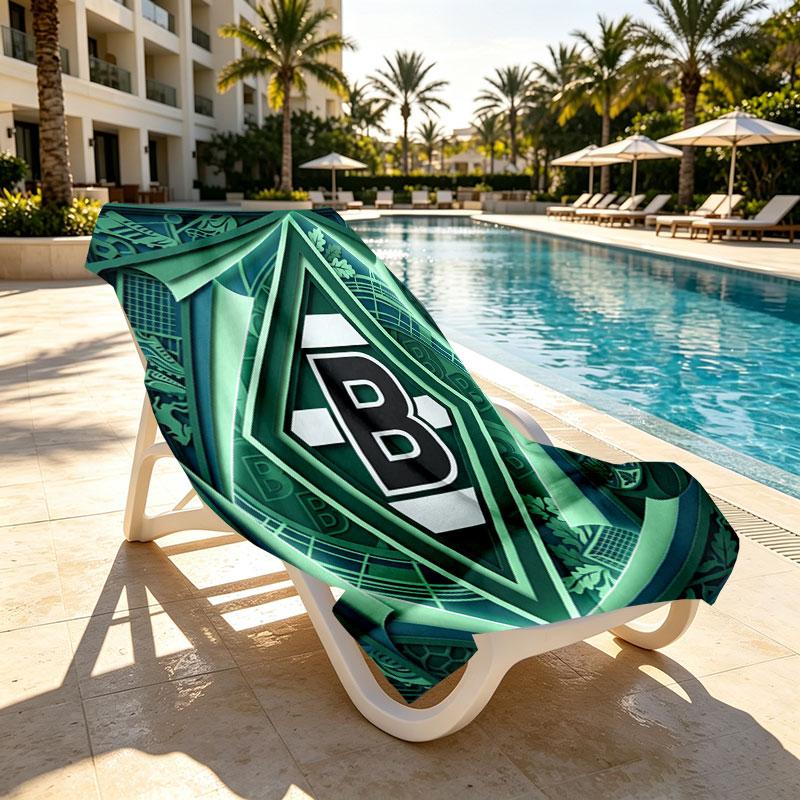 Borussia Monchengladbach Print Beach Towel Design, Soft, Lightweight. for Home Bathroom, Spa, Pool, Yoga, Surfing, Camping, Gift for Family, Friend