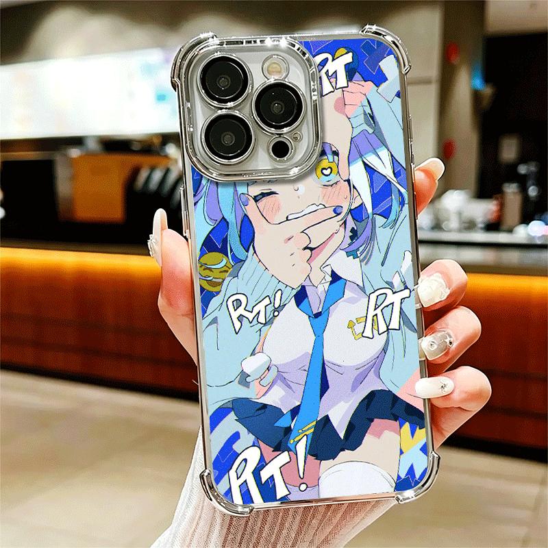 Аниме Кавайная Девушка Ins Стиль Покрытие Чехол для Телефона Для Iphone 16 17 Pro Max Air 16E 14 15 Plus 12 13 Mini Противоударный Подушка Безопасности Чехол