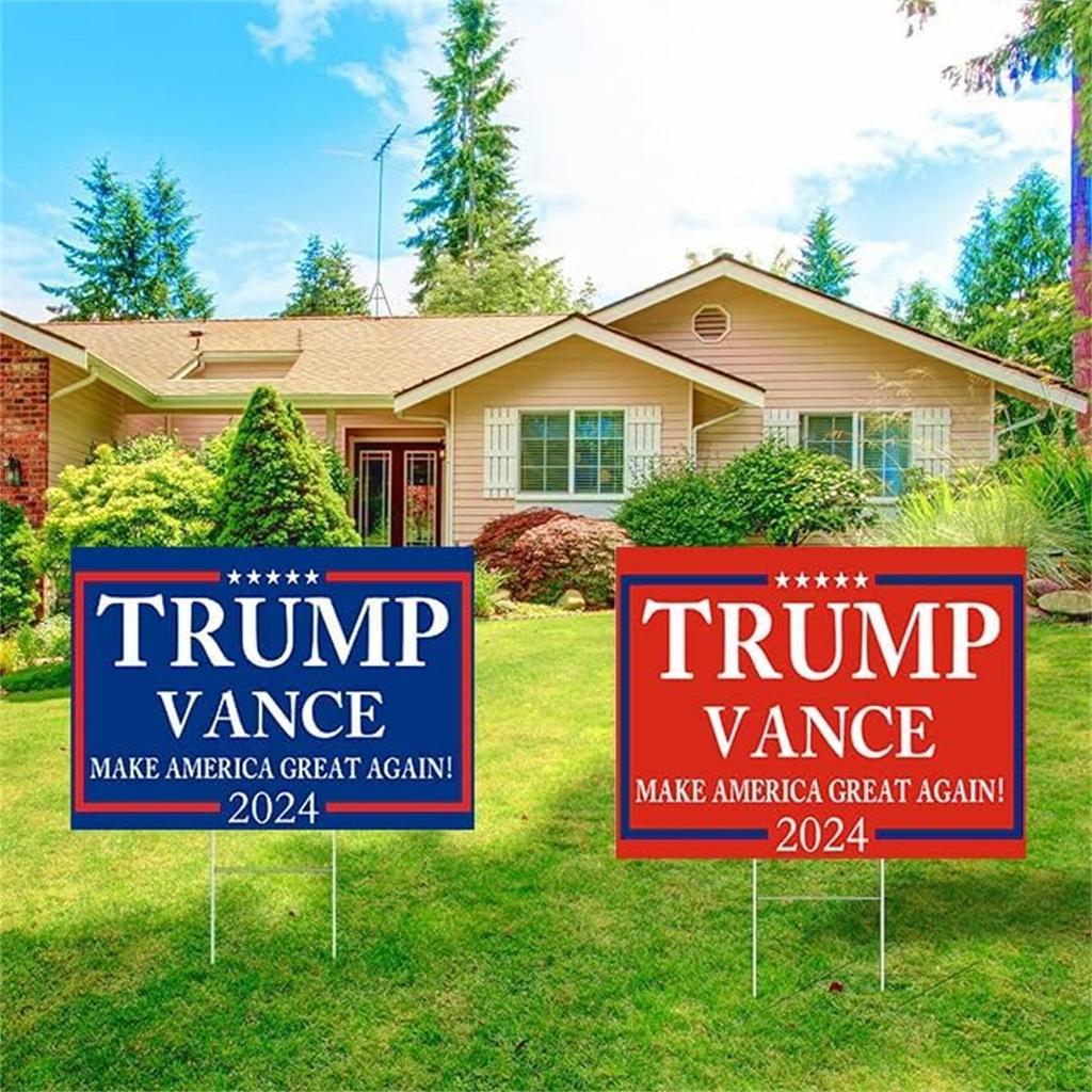 2024 Yard Sign With H-Stakes - Double Sided 18x12 Inch , Placard Voted For Signs Triggering Signs Decoration Outdoor Yard