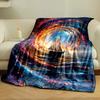 A swirling vortex of colorful cosmic lights surrounding a sailboat. for all seasons blanket lunch break throw gift