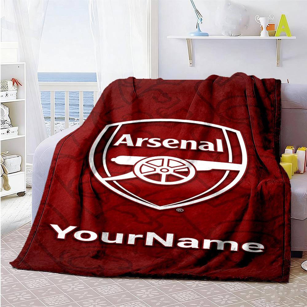 Arsenal Personalized Text Blanket Gift Customizable Blanket Warmthful Decor Perfect for Couch Bedding Seaside Chair Four Seasons Multipurpose