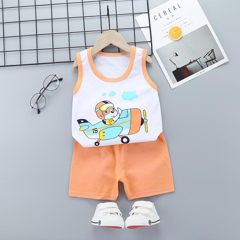 Children's Vest Set Pure Cotton Summer Boys' Sleeveless Shorts Girls' Suspenders Children's Two-piece Set
