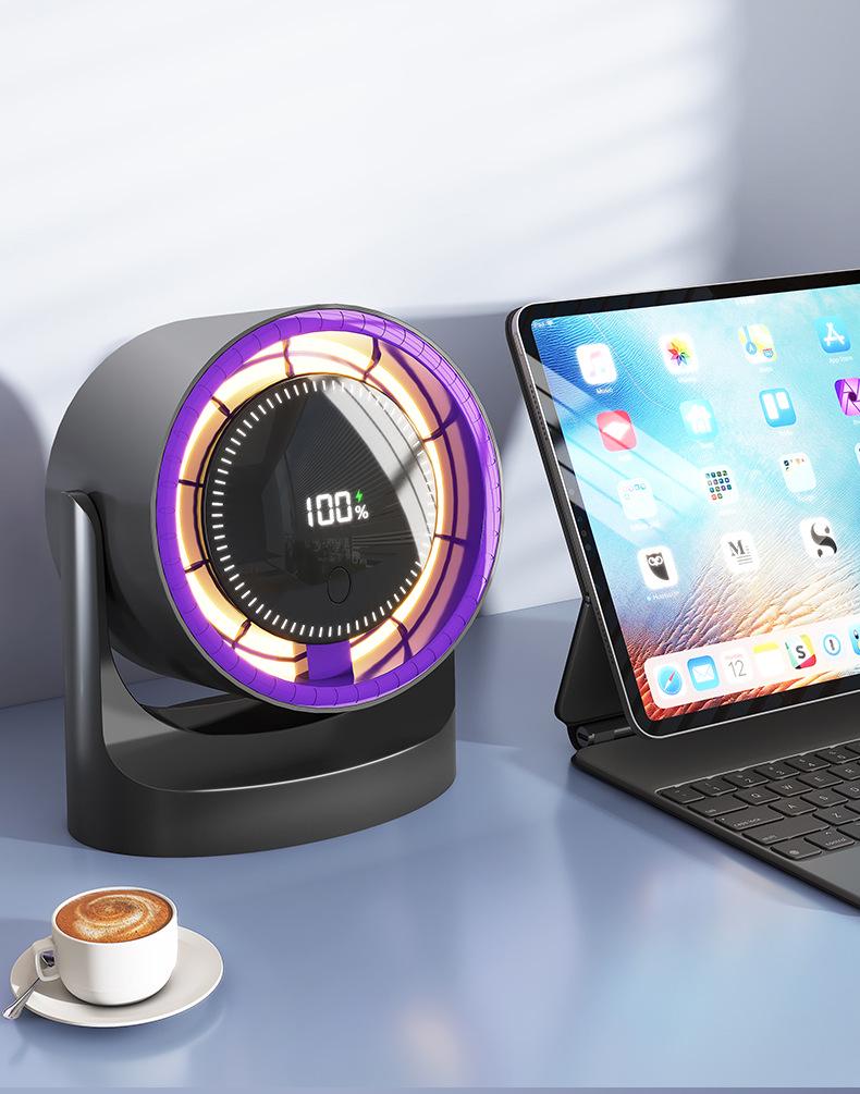 Portable Rechargeable Electric Leafless Desktop Fan with High-Speed Turbine for Dormitory Use