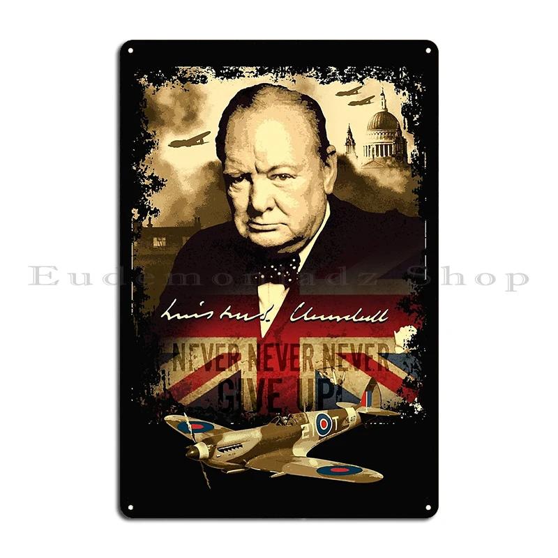 Never Give Up Winston Churchill Quote If Youre Going Through Hell Metal Wall Mural Painting Kitchen Retro Tin Sign Posters