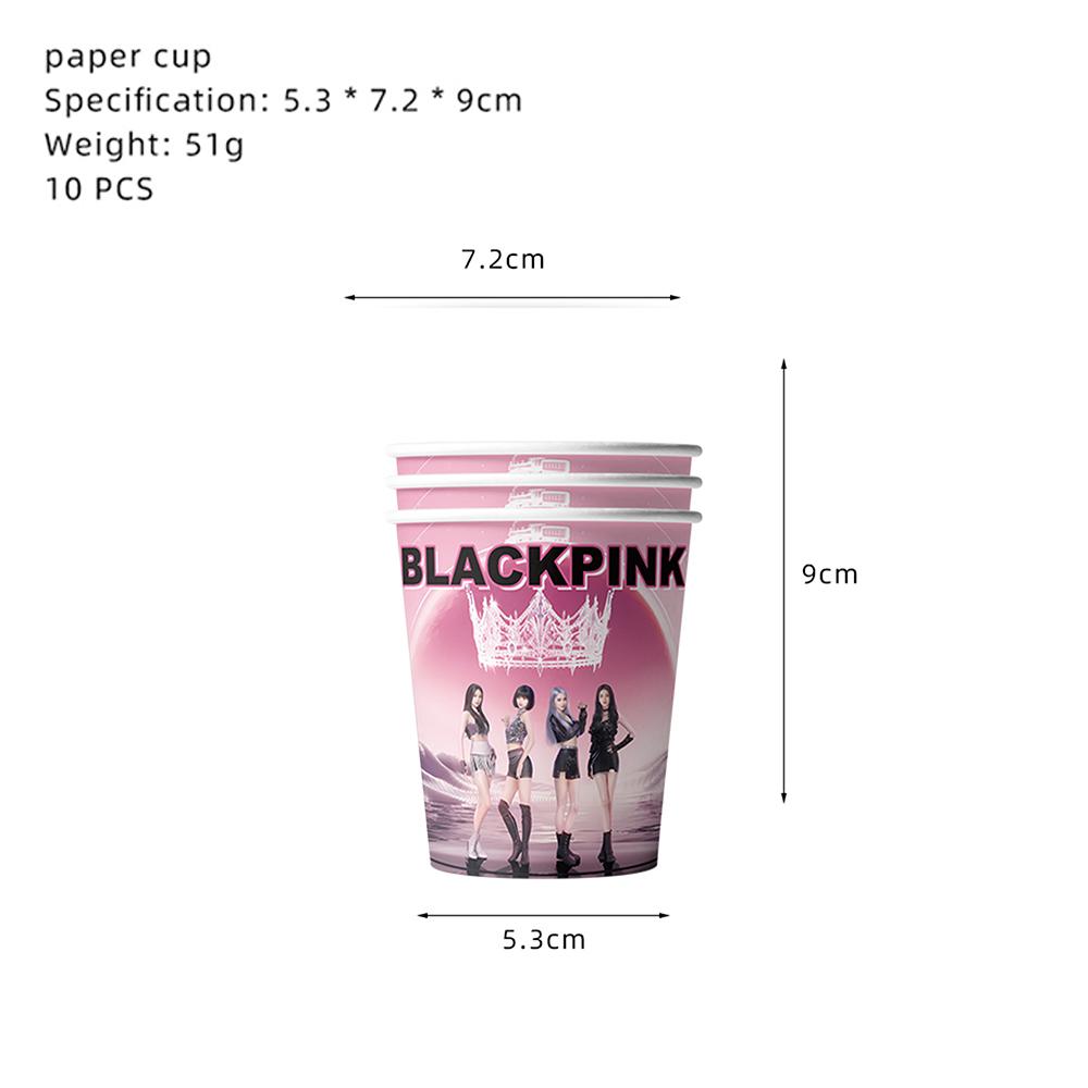 Посуда для дня рождения Blackpink включает Тарелки Салфетки Скатерти Стаканы