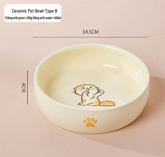 Скидка для новичков: Миска для кошек и собак из милой керамики с защитой от опрокидывания - Дизайн против черного подбородка
