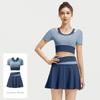 Женский спортивный комплект Juyitang High Elastic Nude Running Sports Set - цветные блоки, двухкомпонентный, анти-экспозиционный дизайн
