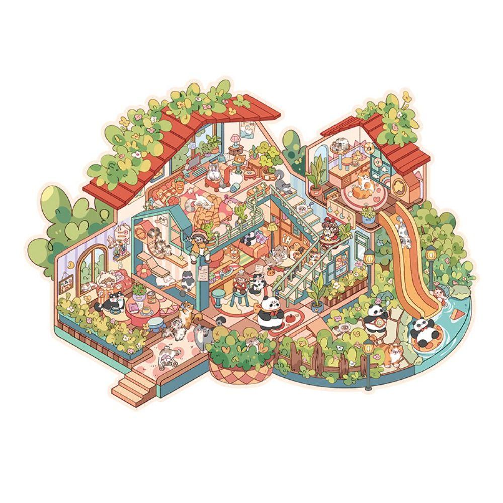 Forest Party 3D Landscape Sticker Paper Plus Size Cabin Scene Game Stickers  Children/Kids