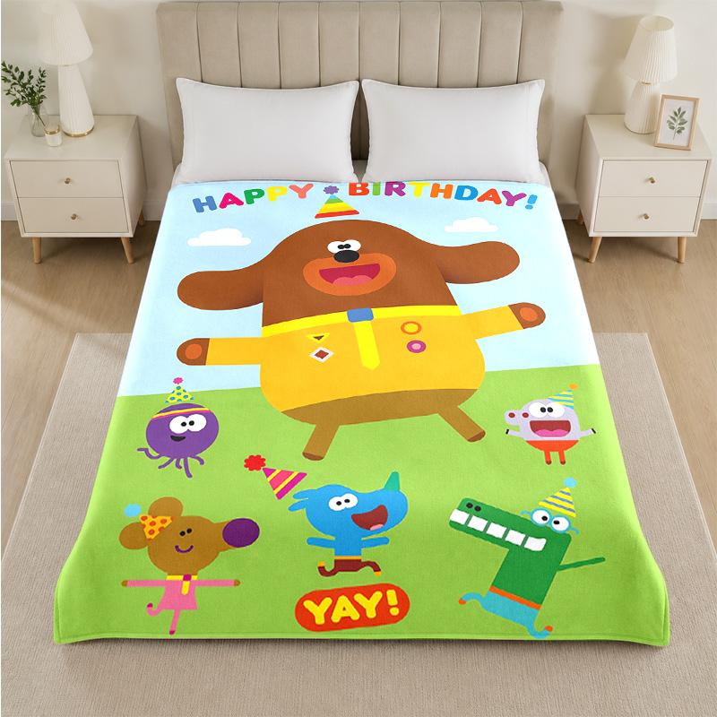 Hey Duggee Print Flannel Blanket Cozy Warm Plush Throw Blanket For Bed Sofa Couch Indoor Household Use
