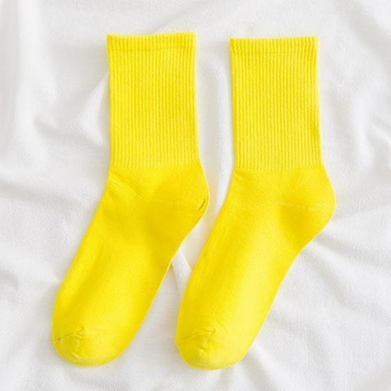 Women's Colorful Mid-Calf Cotton Socks - Korean-Style, Sweat-Absorbent, Odor-Resistant, Thin Slouch Socks for Spring and Autumn