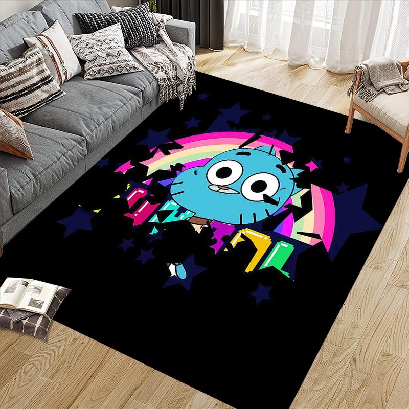The Amazing World of Gumball4 Flannel Pattern Square Carpet,Area Rug,Carpet Rug for Living Room Bedroom Sofa Playroom Decor,Non-slip Floor Mat