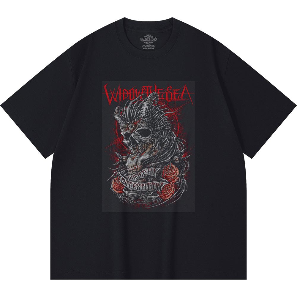 Хлопковая футболка плотностью 230 г/м² 100% Хлопок Heavy Metal Футболка с принтом рок-группы Популярная музыка Унисекс Тяжелая хлопковая футболка