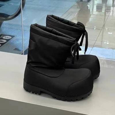 Модные водонепроницаемые и нескользящие толстоподошвенные парные сноубутсы женские уродливые милые ботинки теплые внутренние с увеличением высоты луноходы
