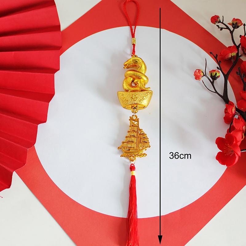 1 шт. Счастливый талисман 2025 года Змеи позолоченный пластиковый зодиакальный кулон в виде змеи новогодние украшения для дома и автомобиля