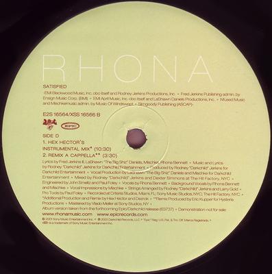 12-дюймовая пластинка RHONA - Satisfied E2S16564 Epic 2001 США Танцевальная и электронная Б/У