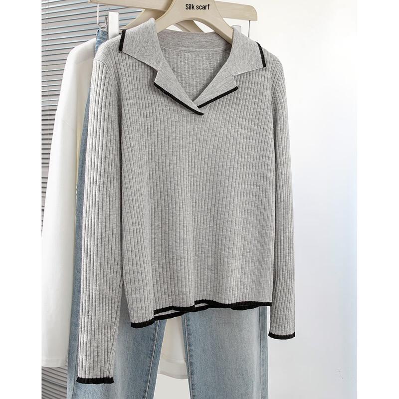 Women's Big Lapel Long Sleeve Knit Top