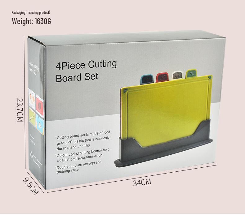 Многоцелевой набор разделочных досок из полипропилена - 4 штуки для кухни и нарезки мяса