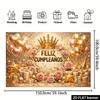 Spanish Birthday Party Banner Backdrop, Gold Crown Heart Balloon Rose Champagne Star, Polyester, No Power, Party Decor