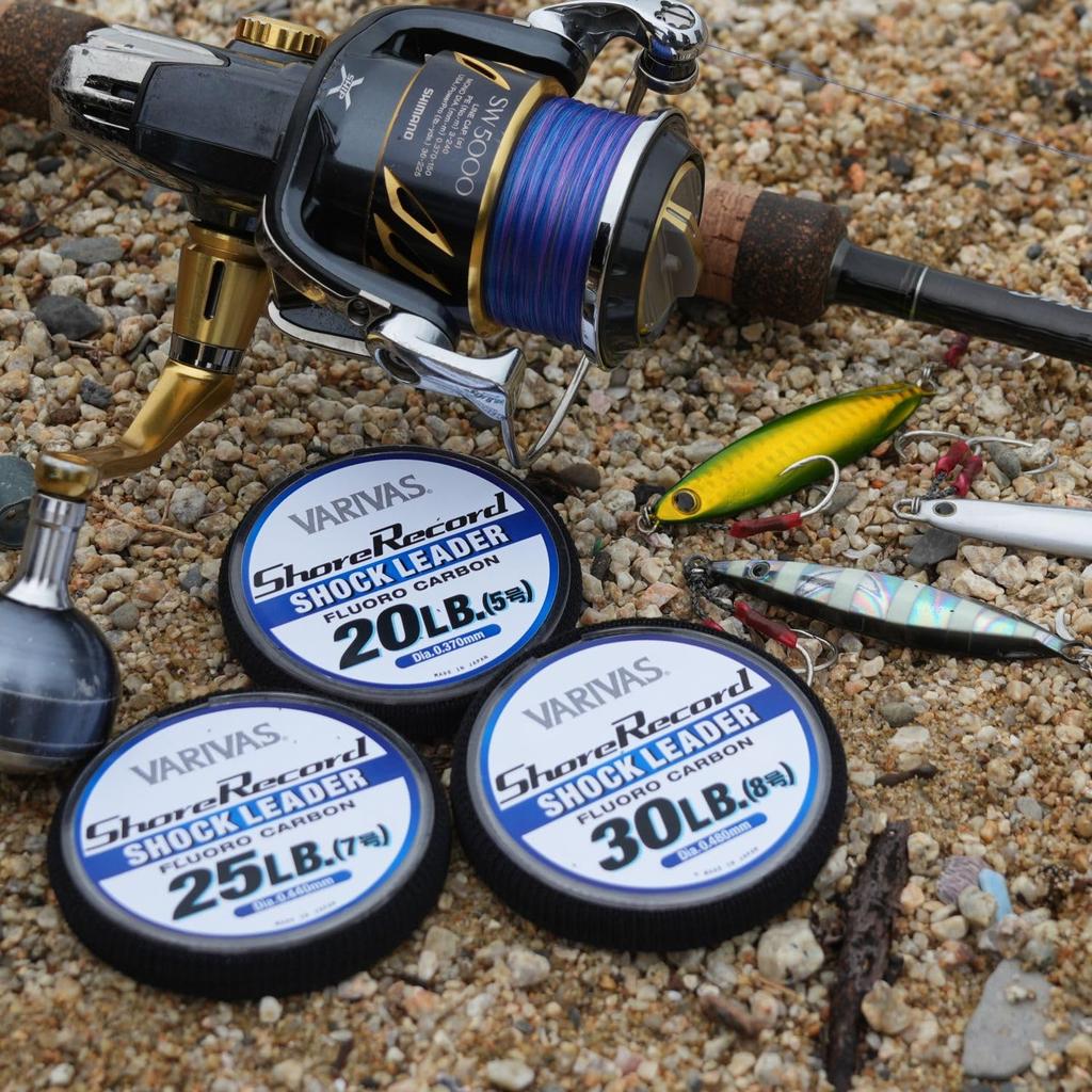 VARIVAS Shore Record Shock 10lb Leader, Fluorocarbon, 30m, (2.5)