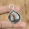 925 Sterling Silver Natural Mexican Laguna Lace Agate Daughter Pendant Jewelry