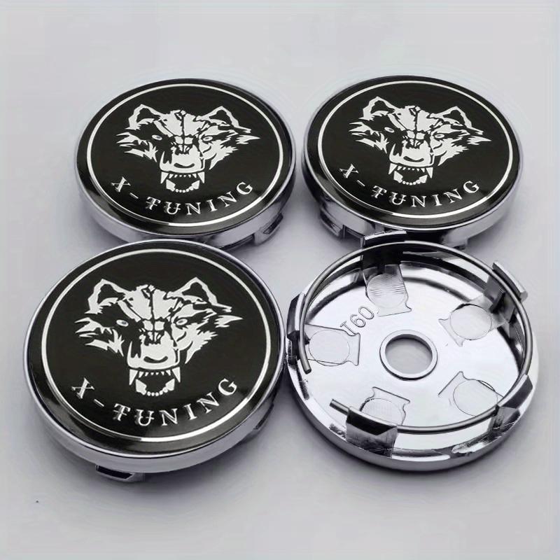 Four 60Mm/2.36-Inch Wolf Head Badges Modified for Car Wheel Center Caps, Suitable for Various Vehicle Models
