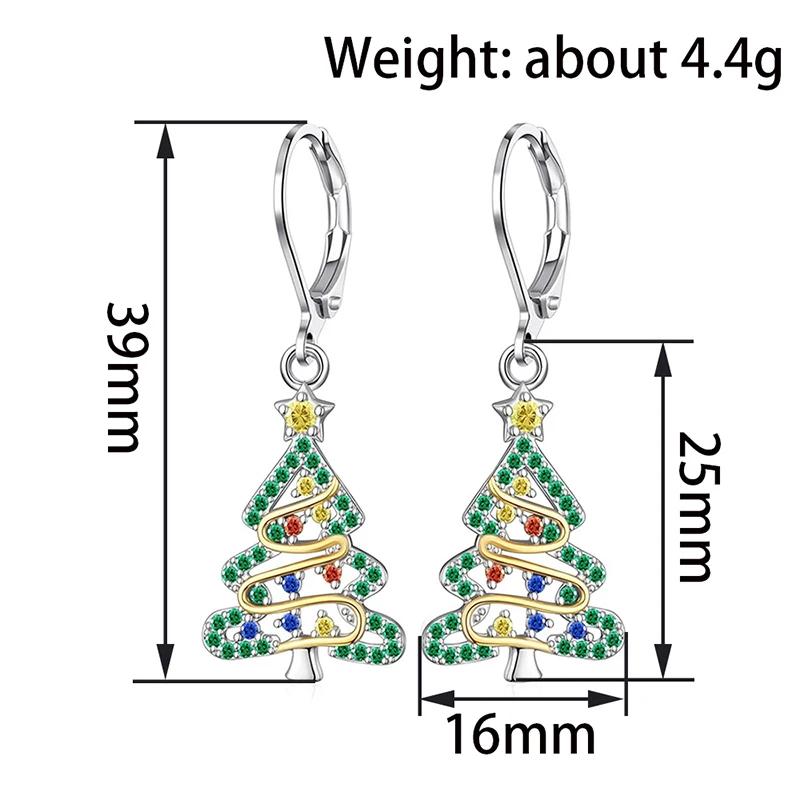 Sparkling Colorful Cubic Zirconia Two Tone Christmas Tree Drop Earrings for Women Fashion Festival Xmas Elegant Jewelry earrings