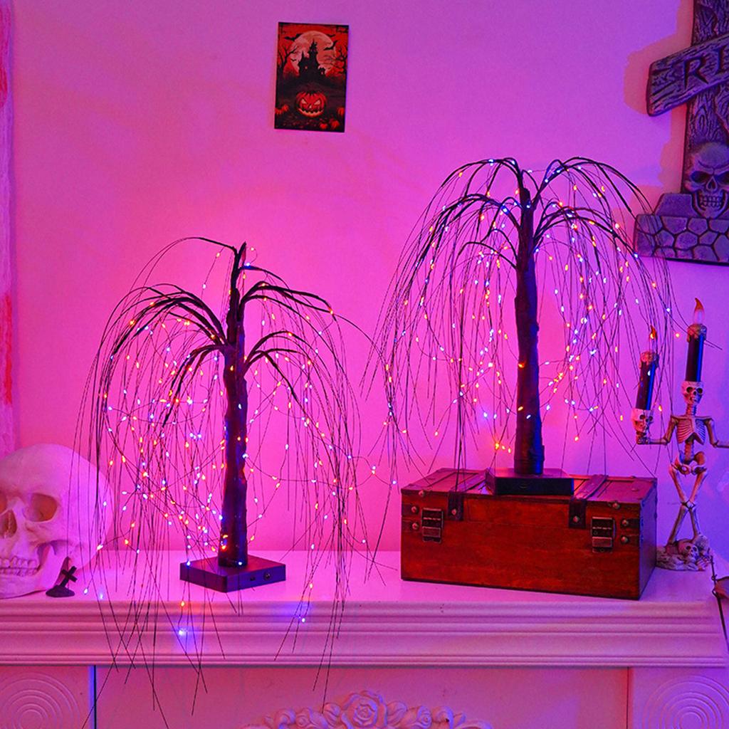 Хэллоуинские огни на дереве, Черное дерево на Хэллоуин с огнями, Уличные огни на дереве, 23,6-дюймовые огни на дереве, Настольное украшение