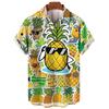 Hawaiian Men's Short Sleeved Shirt, 3D Tropical Fruit Print Shirt, Pineapple Pattern, Summer