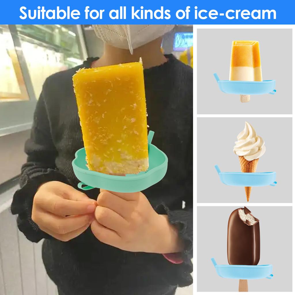 4Pcs Drip Free Popsicle Holders Silicone Ice Pop Stick Holder Drip Catcher Anti-drip Tray Multi Color Popsicle Protectors